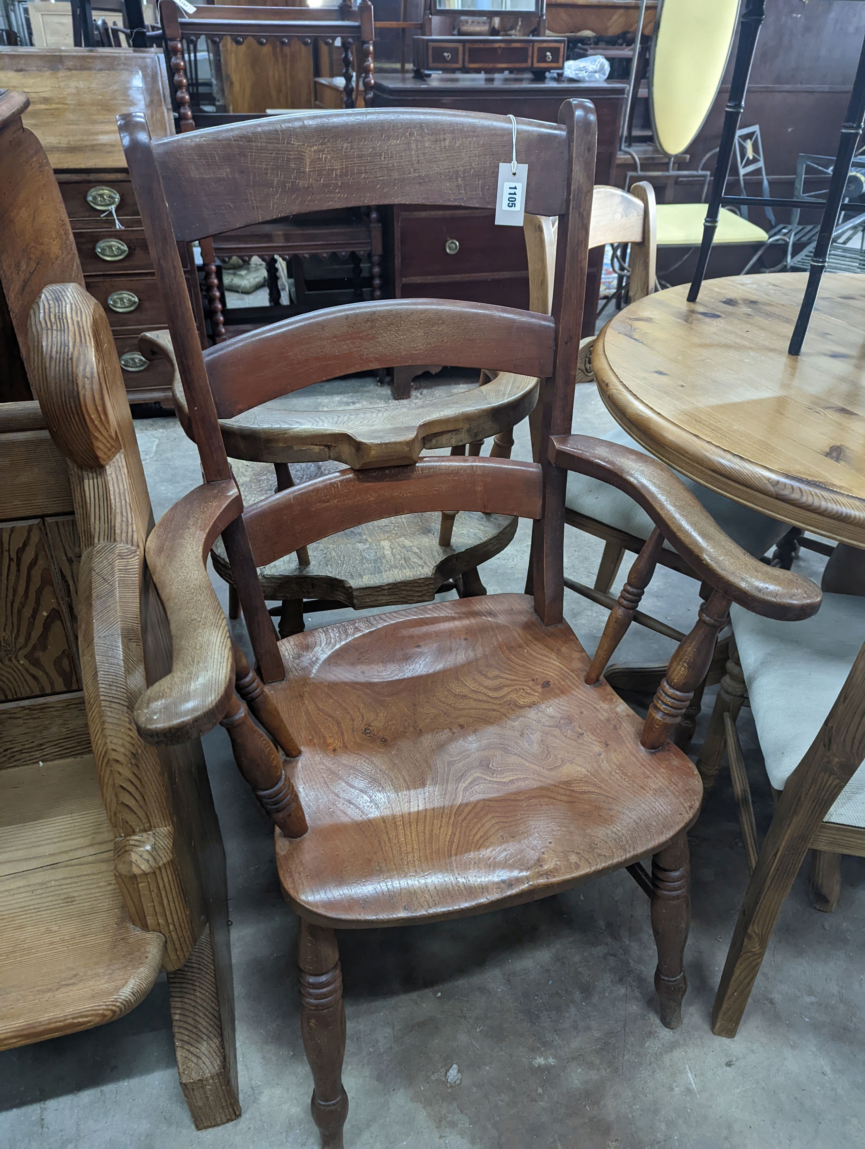 A Victorian elm and beech Windsor armchair, width 64cm, depth 50cm, height 112cm